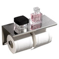 Modern Double Toilet Paper Holder with Wall-Mounted Cell Phone Holder Bathroom Accessories Tissue Roll Dispenser Storage