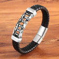Wholesale Punk Design Special Pattern Bicycle Chain Stainless Steel Accessories Men's Leather Bracelet Multi-color Birthday Gift