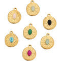 5Pcs Stainless Steel Oval Natural Stone Base Charms Pendants for DIY Jewelry Makings Necklace Accessories Bracelet