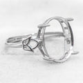 Sterling Silver 12*15mm Semi Mount Ring Empty Frame Blank Support Setting S925 Base Holder Without Center Stone for DIY Inlay