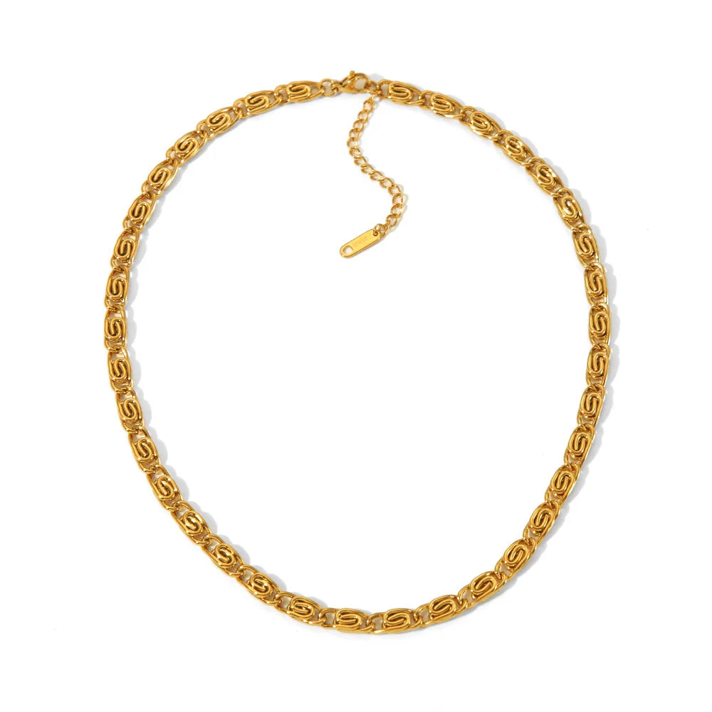 Vintage Paperclip Thick Chain Bracelet for Women Adjustable 18K Gold Plated Chain for Women in Stainless Steel