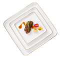 Gold Edge White Ceramic Plate Dish Steak Plate Minimalist Restaurant Square Western Food Dining Plate