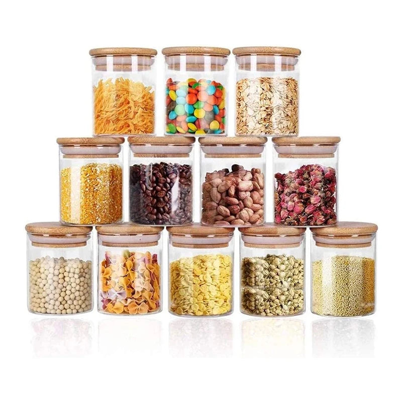 2 4 6 8 10 14 16 18 oz Best Seller Hight Borosilicate Handmade Kitchen Glass Containers Storage Jars With Lids for Food Storage