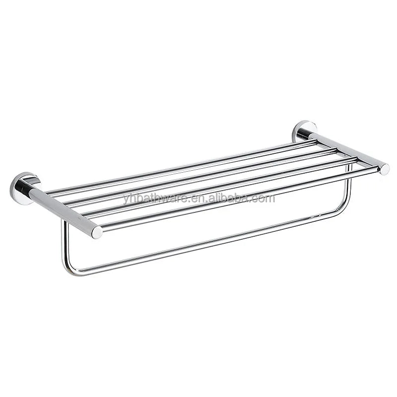 Modern 304 Stainless Steel Wall Mounted Bathroom Towel Bar with Shelf Towel Rack for Hotel Project