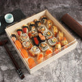 High Side Biodegradable Natural Wooden Plates Disposable Wood Sushi Dish Serving Tray