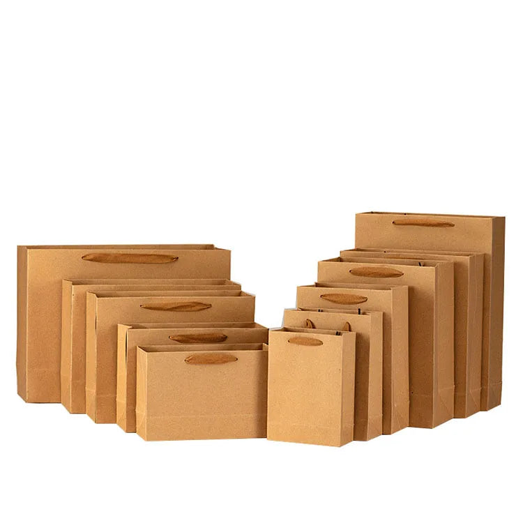 Customized Printing logo Paper Packaging White Brown Kraft Gift Shopping Paper Bags