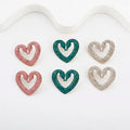 Fashion Red Glass Heart Stud Earrings Mixed Color Hollow Rhinestone Love Heart Drop Earrings for Girl