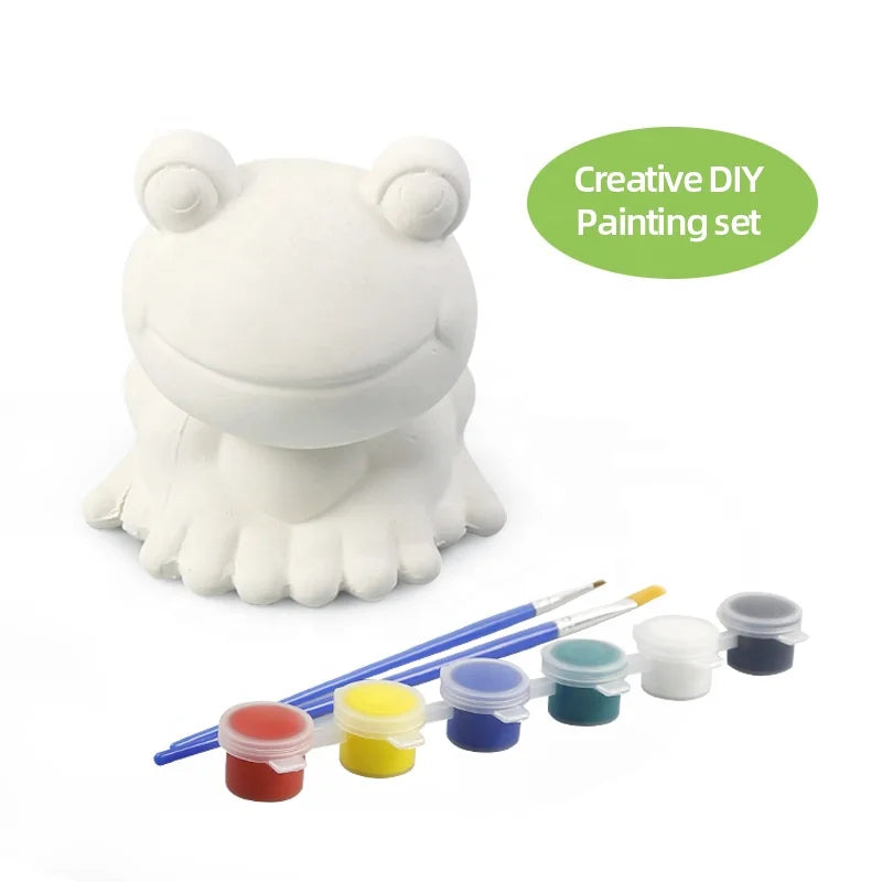 Wholesale Creative DIY Painting Set Matte Glazed Clay Frog Cut Animal Educational Toys for Kids Drawing Paper Gifts Set