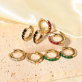 MICCI Wholesale Custom Women Fashion Trendy Jewelry 18K Gold Plated Stainless Steel Colourful Zircon Hoop Huggie Earrings