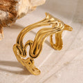 Ilona Women Stainless Steel Adjustable Cuff Bangle Fashion 18k Gold Plated Bracelets & Bangles