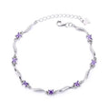 Pure Silver 925 Wave Bracelet with Purple Stone Seed Chain Bracelet for Women Hand Made Jewelry