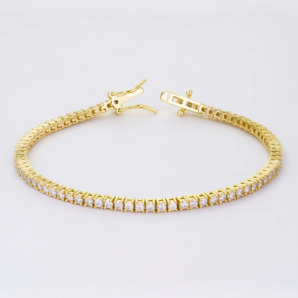 XINGYUE Wholesale 925 Silver Round Shape 2mm DEF White Color Mossanite Tennis Bracelet Fashion Jewelry for Party for Wedding
