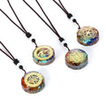 HOT Selling Healing Stone Pedant Colorful Gravel Pendant Necklaces in Natural Crystal Resin 7 Chakra Stones Pendant