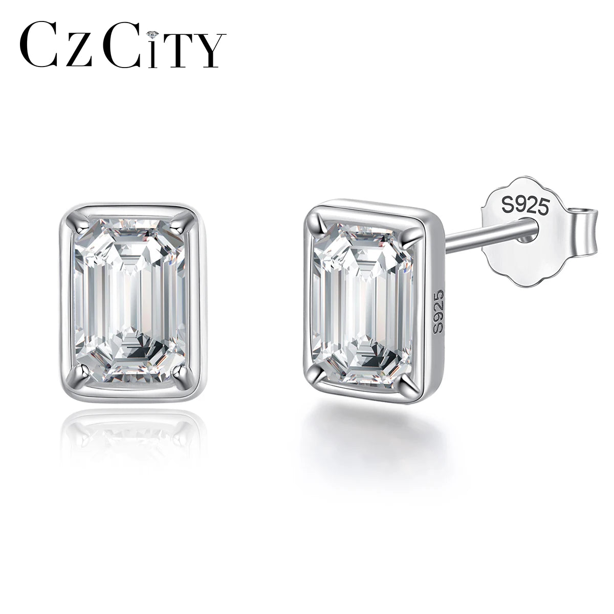 CZCITY Real Moissanite Diamond Stud Silver Jewellery Earing Woman Charm Sterling 925 Fine Jewelry Earrings