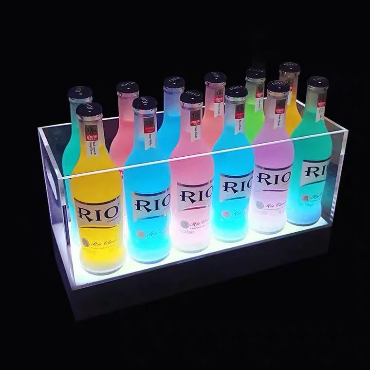 Source Factory Custom Wholesale Modern Rectangle Clear Acrylic Luxury Wine Display Stand with LED Light