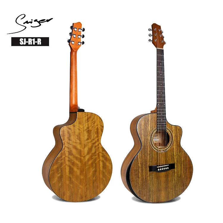 SJ-R1-R 2020 New Oem Guitar Factory Wholesale Price Walnut Satin Cutaway Electric Acoustic Guitar with Armrest