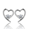 CAOSHI Custom Wholesale Simple Heart Design Imitated Moissanite Earring for Elegant Wedding Silver Plated CZ Stud Earrings Women