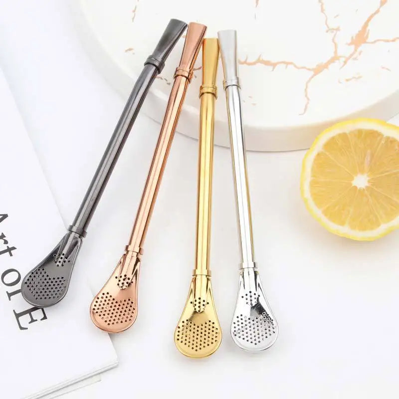 Custom Stainless Steel 304 Yerba Mate Straw Reusable Metal Filter Straw Sifter Gold Bombilla Alpaca Mate Gourd Straw