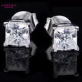 Cadermay Moissanite Ring Earrings Jewelry Set 925 Sterling Silver 8mm Princess Cut Moissanite Ring with 0.5ct Earrings for Gift