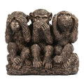 Hot Sale Classic Three Wise Monkeys Resin Statue Set Antique Bronze Finish with Wood BasePhilosophy Home Office Decor for Desk