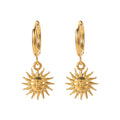 Waterproof Newest 18K Gold Plated Stainless Steel Classic Sun Hoop Earrings Jewelry