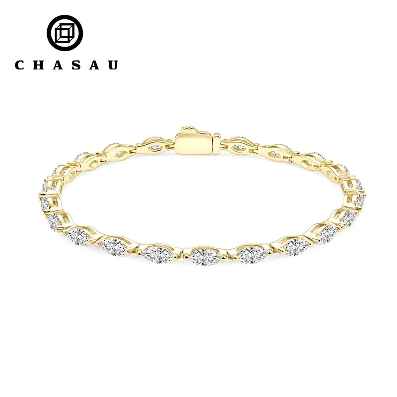 GRA Certification Marquise Cut 3x6mm 0.3ct Moissanite 14K Gold Filled Mossanite Exquisite Tennis Bracelets for Lady