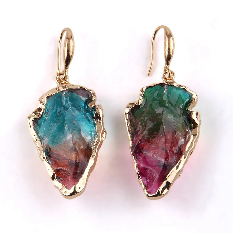 Fashion Women Wholesale 4.5cm Stained Crystal Glass Arrow Pendants Christmas Earring Gifts Exaggerated Earrings