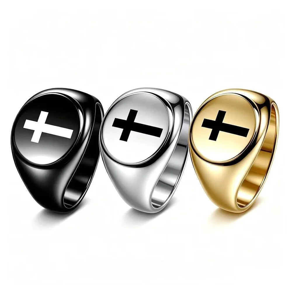 Waterproof and Non-fading 316L Stainless Steel Ring Cross Christian Popular Jewelry Accessory Holiday Gift MegaBDM