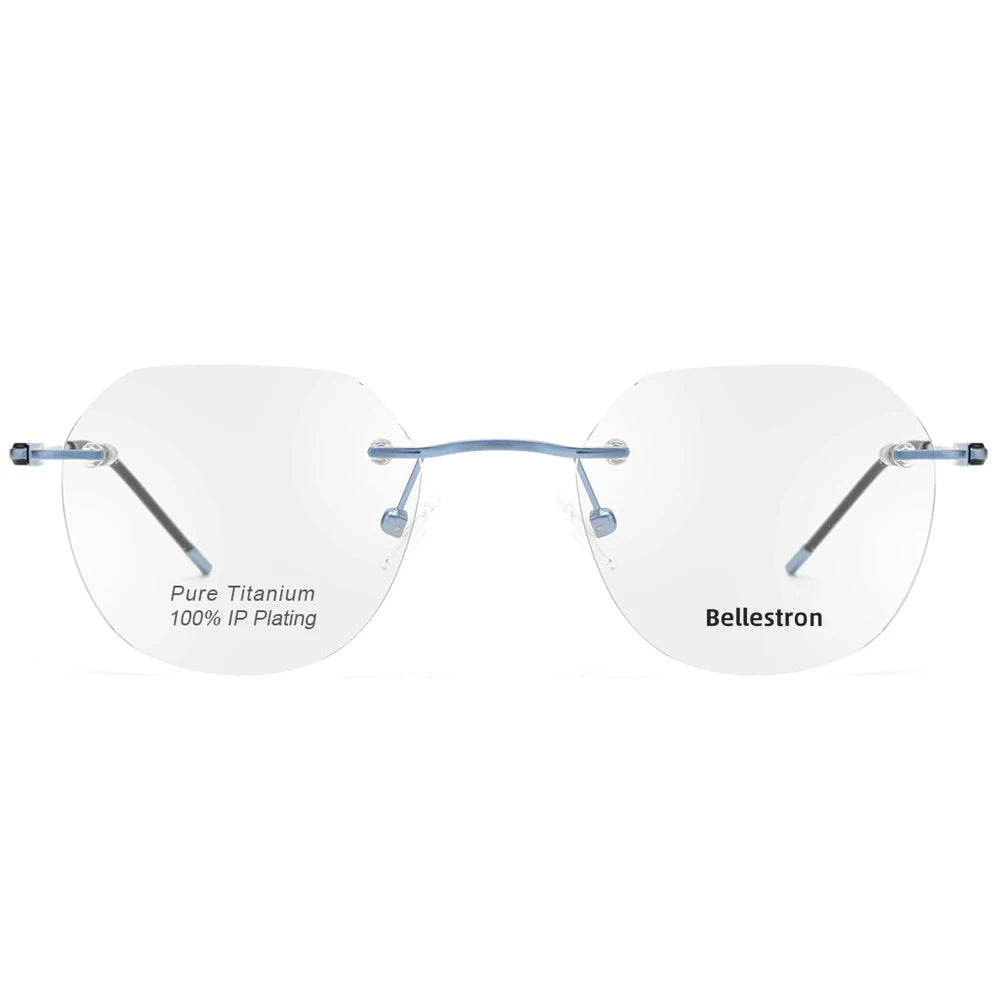 Bellestron T070W Japanese Brand Retro Pure Titanium High-end Rimless Round Optical Eyeglasses Light Weight Unisex