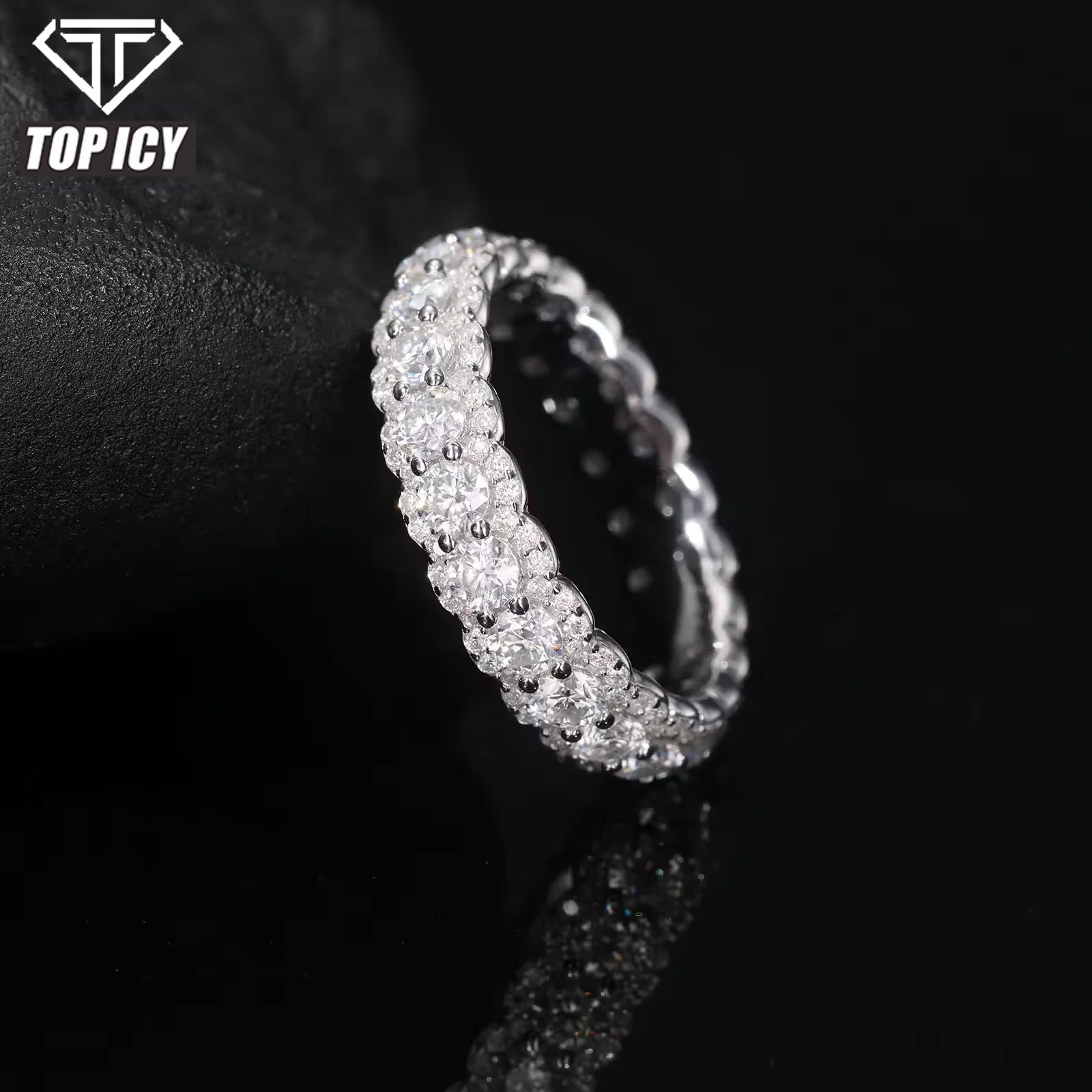 D Color Moissanite Diamonds Eternity Band 925 Sterling Silver Ring Eternal Diamond Wedding Band Jewelry