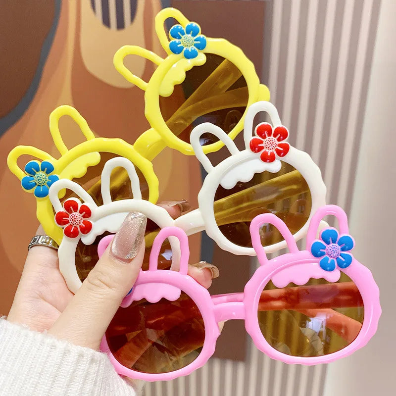 New Fashion Children's Sunglasses Cute Cartoon Little Flower Rabbit Glasses Travel Sunscreen Sunglasses Spot Wholesale