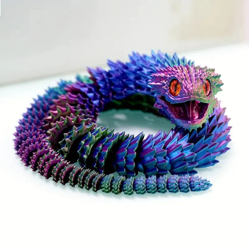 Hot Sale High Quality 3D Printed Cobra Snake Toy New Articulated Realistic Snake Simulated Eyes for Machining Services Wholesale
