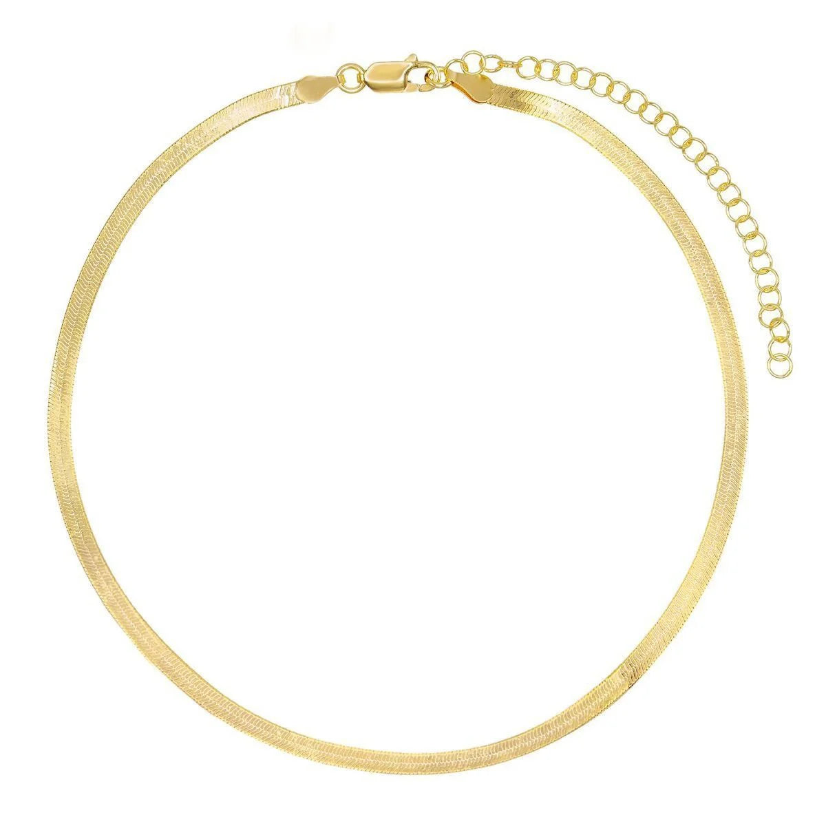 Gemnel Classic 925 Sterling Silver Snake Wide 3.6mm Herringbone Chain Bohemian Choker Necklace