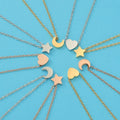 Fashion Customized Jewelry Stainless Steel Blank Heart Star Moon Charm Pendant Necklace for Women