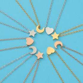 Fashion Customized Jewelry Stainless Steel Blank Heart Star Moon Charm Pendant Necklace for Women