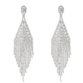 BOXUAN Female Chandelier Earrings with Exaggeration Long Tassel and Crystal Geometric Rhinestone Bridal Jewelry
