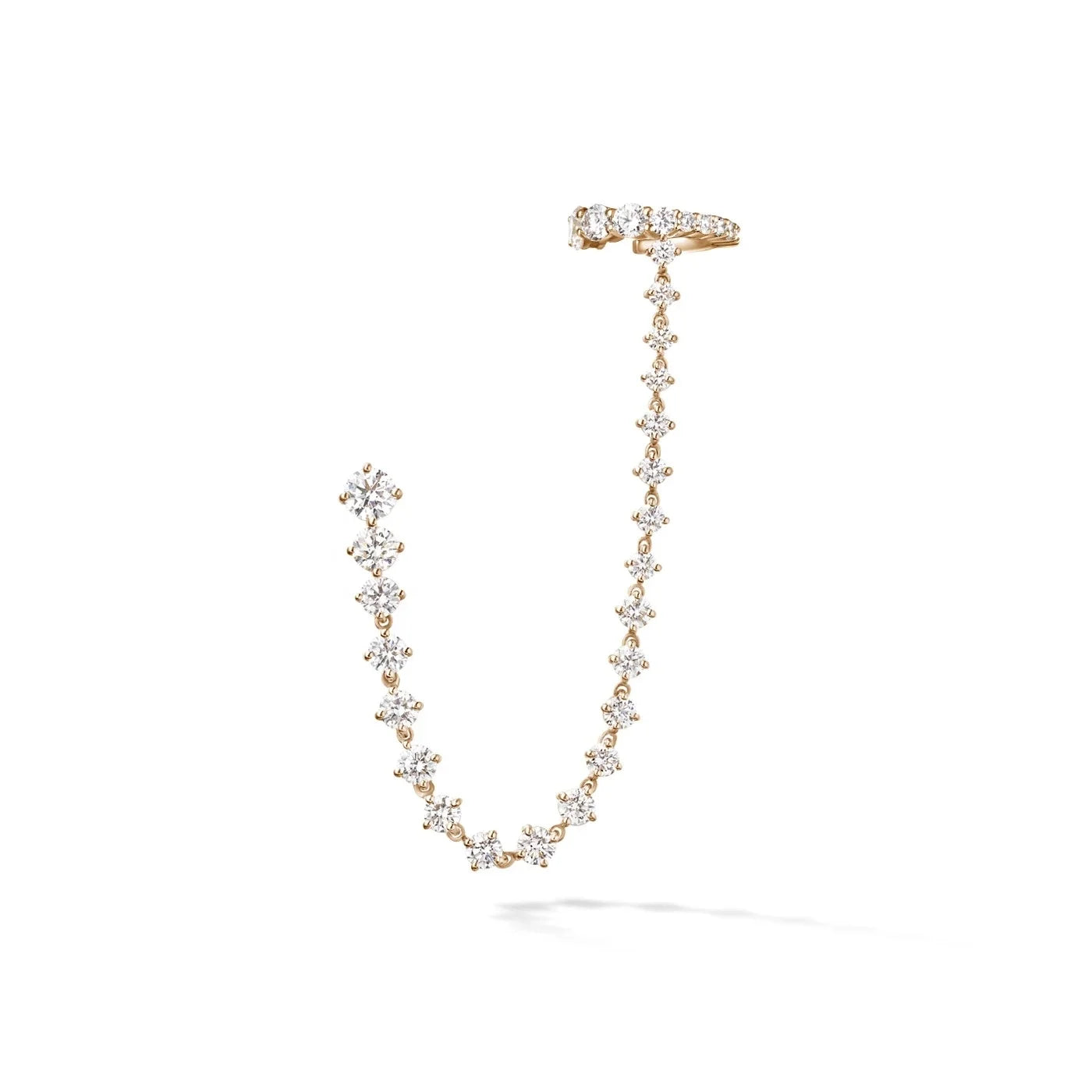 LOZRUNVE Dubai Luxury Cubic Zircon Chain Ear Cuff Earring Silver 925 Jewelry