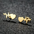 Fashion Rose 18K Gold Silver Plated Stainless Steel Tiny ECG Heartbeat Stud Earring Jewelry for Women