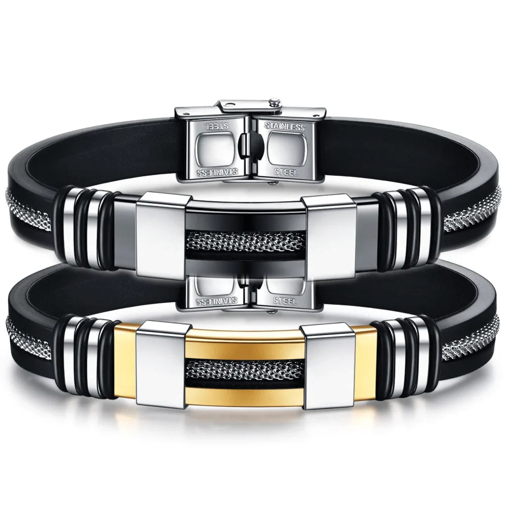 Men Bracelet Stainless Steel Bracelet & Bangle 210mm Men's Jewelry Strand Rope Charm Chain Wristband Bracelet for Men