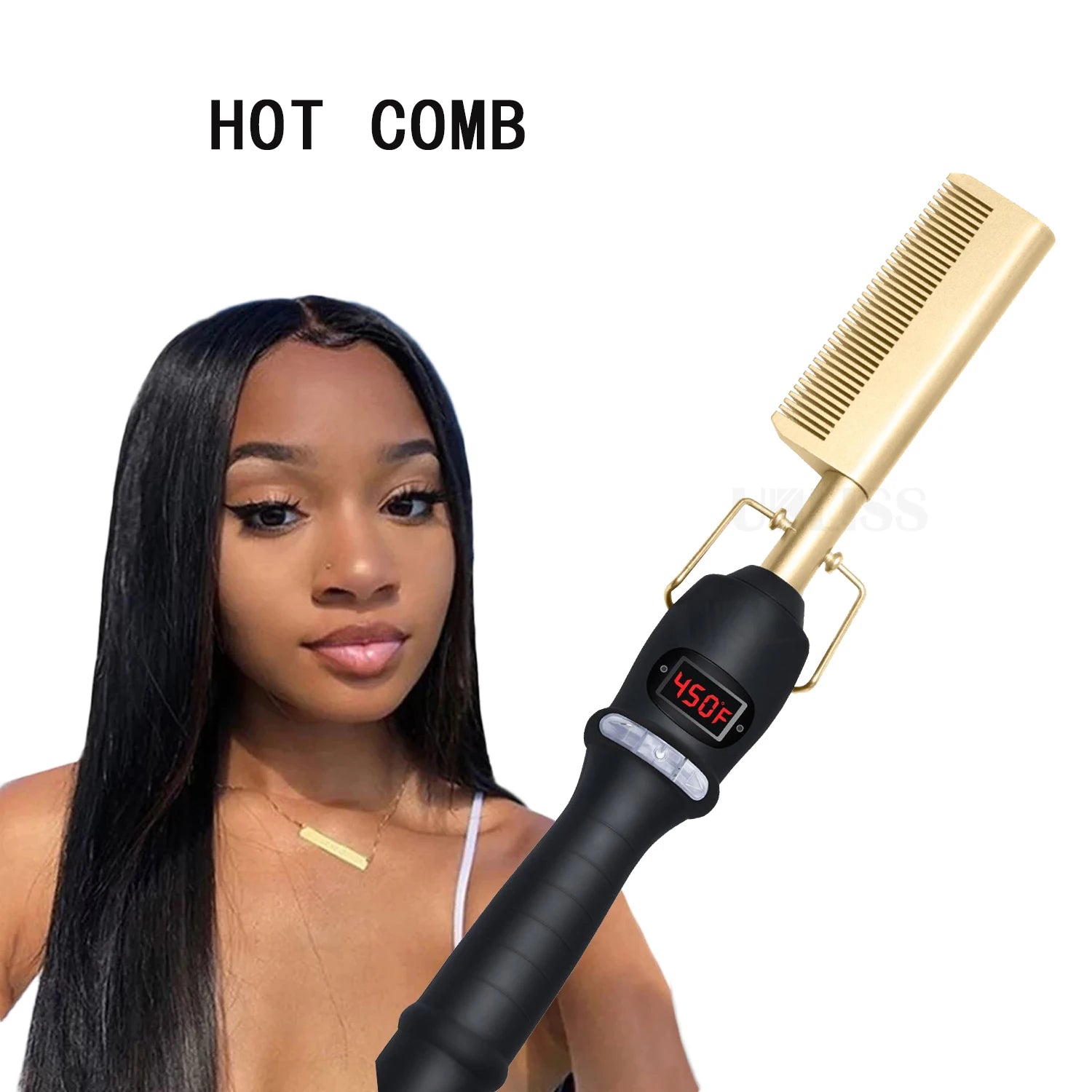2-in-1 Electric Hot Comb Hair Straightener Brush Styling Flat Iron for Straightening & Flattening Hair