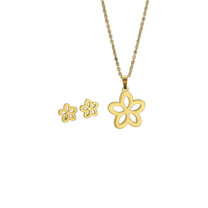 Mixture Unisex Love Earring and Necklace Set Gold or Silver Plated Link Chain for Engagement Wedding Anniversary Party Gift