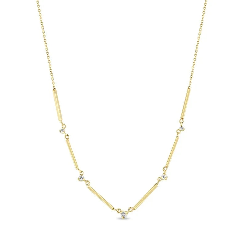 LOZRUNVE Silver 925 Gold Plated Jewelry Minimalist Link Bar Diamond Statement Necklace Choker for Women