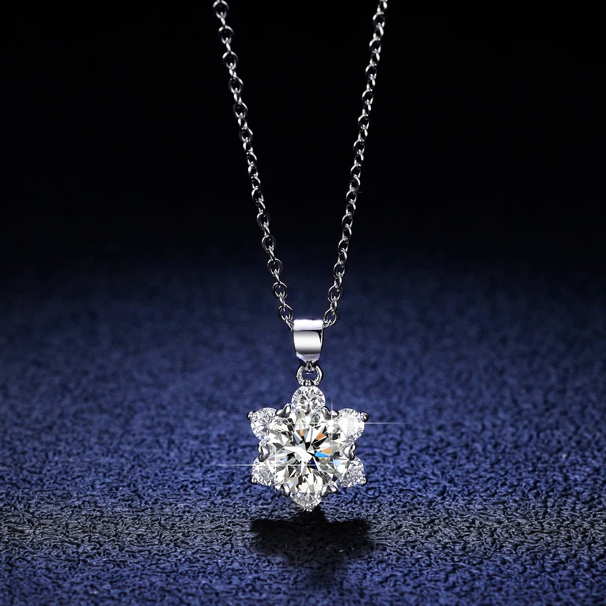 S925 Sterling Silver Christmas Snowflake Pendant Necklace with Moissanite Elegant Holiday Gifting Choice