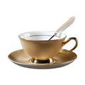 Europe 200ml Luxury Ceramic Coffee Cup Saucer Set with Gold Rim and Tray Noble Saucer Spoon for Tea and Coffee