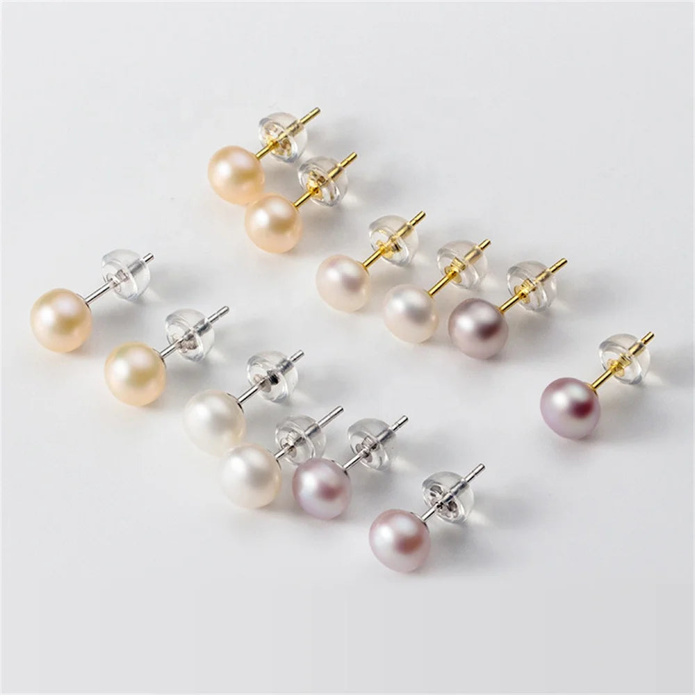 FUAMAY 18K Gold 925 Sterling Silver Purple Champagne Pearl Earrings Jewelry Women Pearl Earrings
