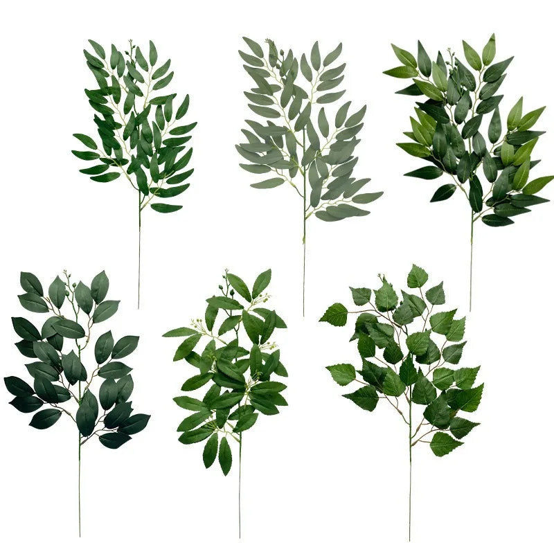 Artificial Banyan Leaves Wedding Decoration Green Latex Durable 40cm-75cm