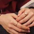 Chris April Fashion Jewelry PVD Gold Plated 316L Stainless Steel Water Proof Freshwater Real Pearl Ring