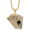 Fine Flush Poker Hip Hop Necklace Stainless Steel Crystal Silver Pendant for Jewelry Making Wholesale Men
