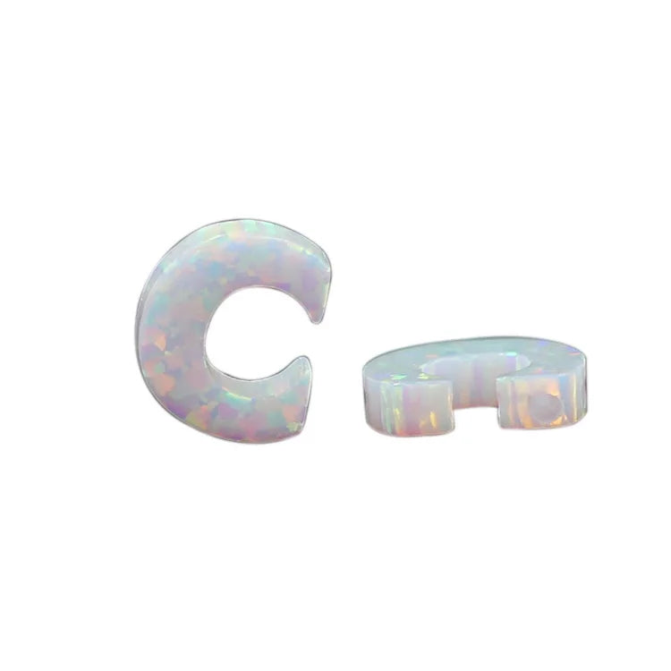 2 Pieces Lab Grown White Fire Opal Beads a to Z Alphabet Letters for Jewelry Making Heat Treated for Men and Women