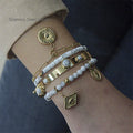 14k Gold Plated Long Lasting Bohemian Layer Stainless Steel Bracelet Natural Stone Beads Bracelets